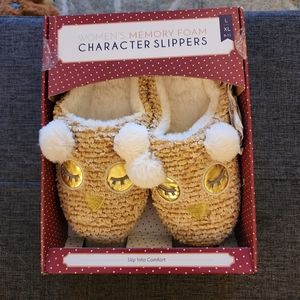 Memory Foam Character Owl Slippers L/XL 9-11